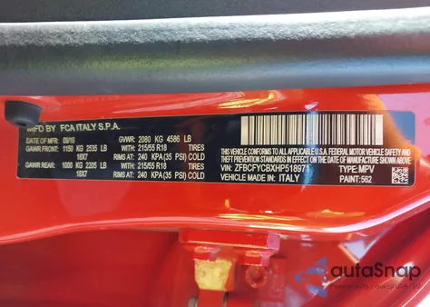 2017 Fiat 500X Trekking Awd из США, поврежденный, VIN ZFBCFYCBXHP518971